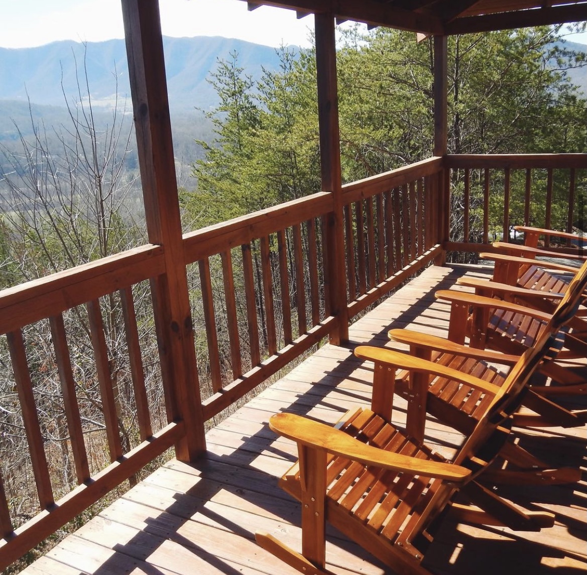 Adirondack chairs on deck