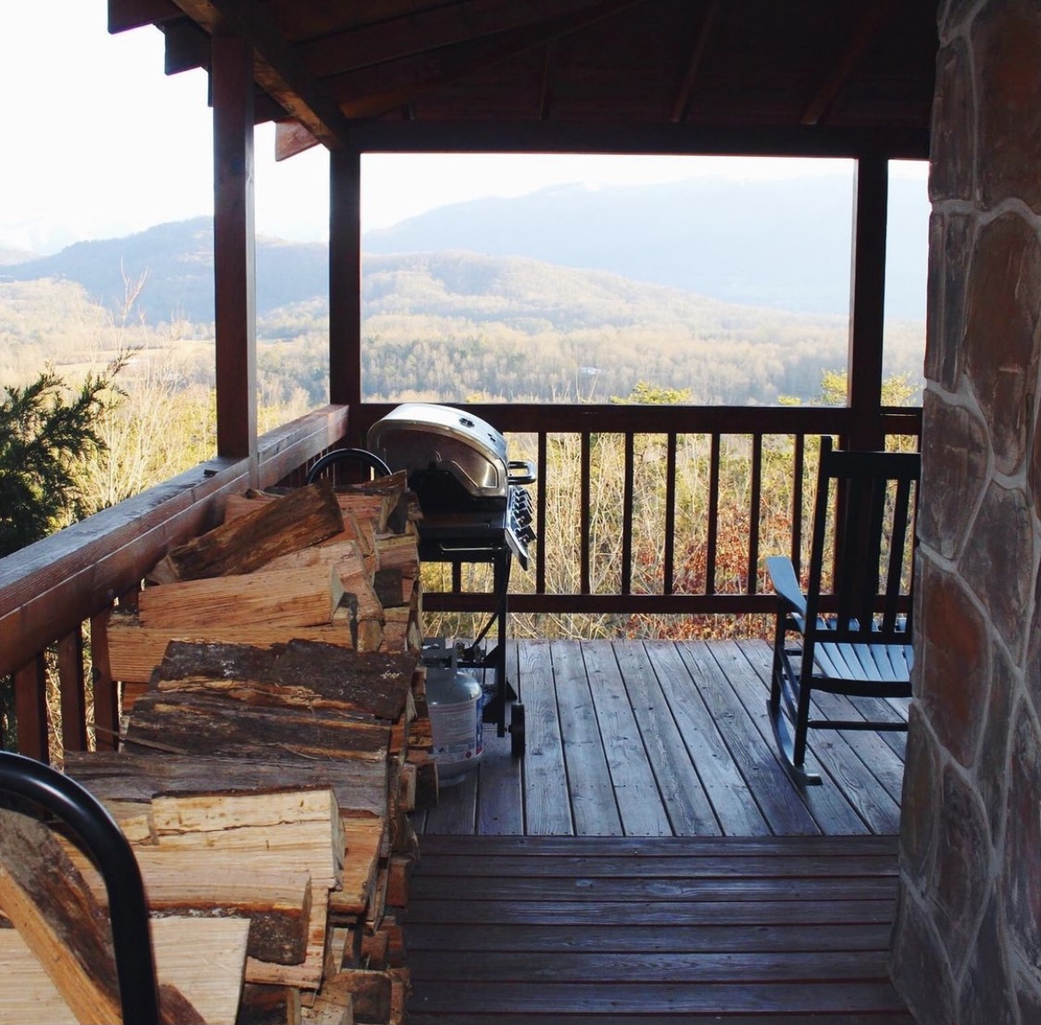 Deck of Log Cabin