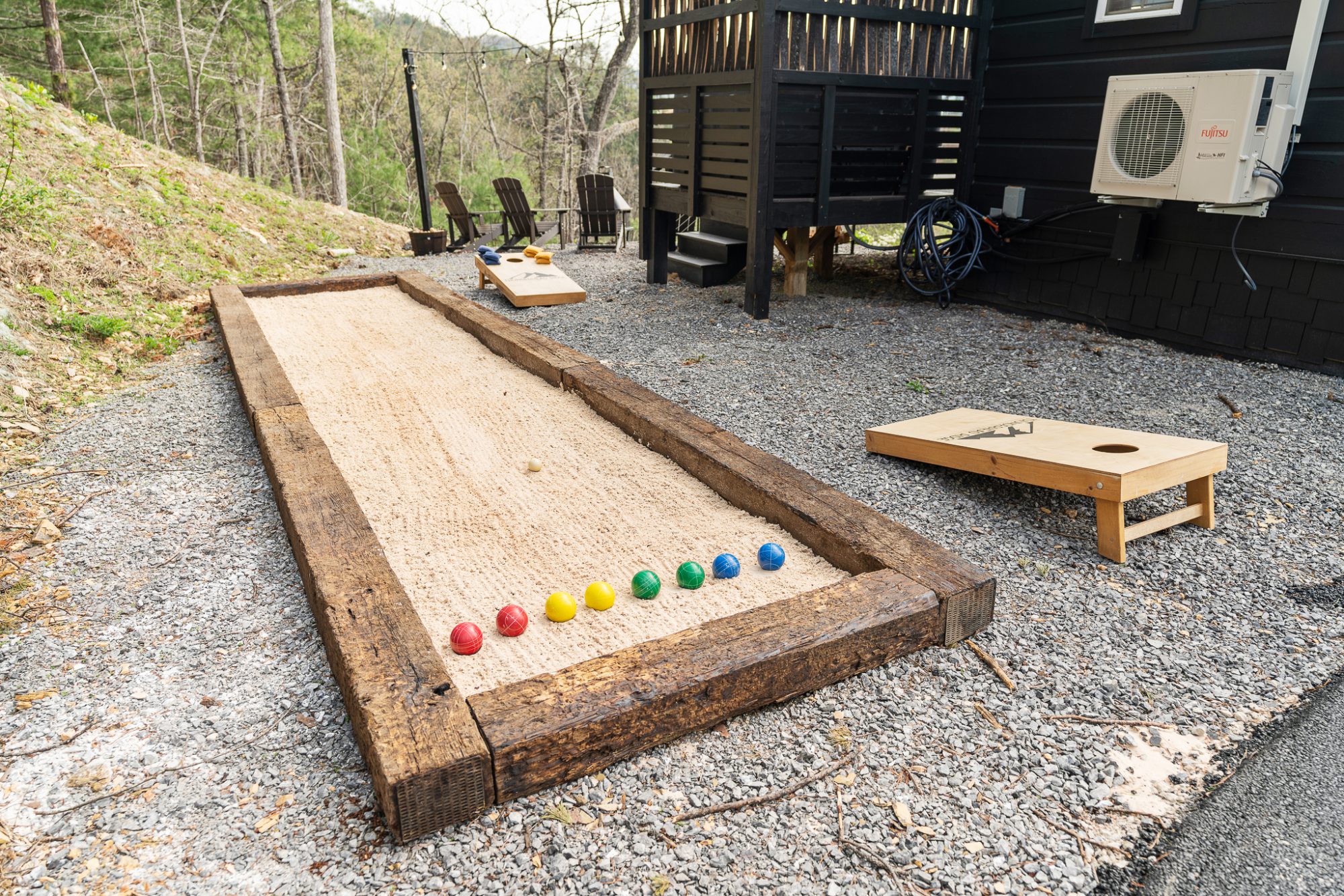 bocci ball set with cornhole