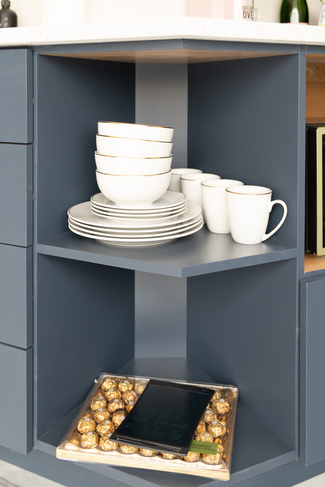 bowls, plates, cups, and chocolate