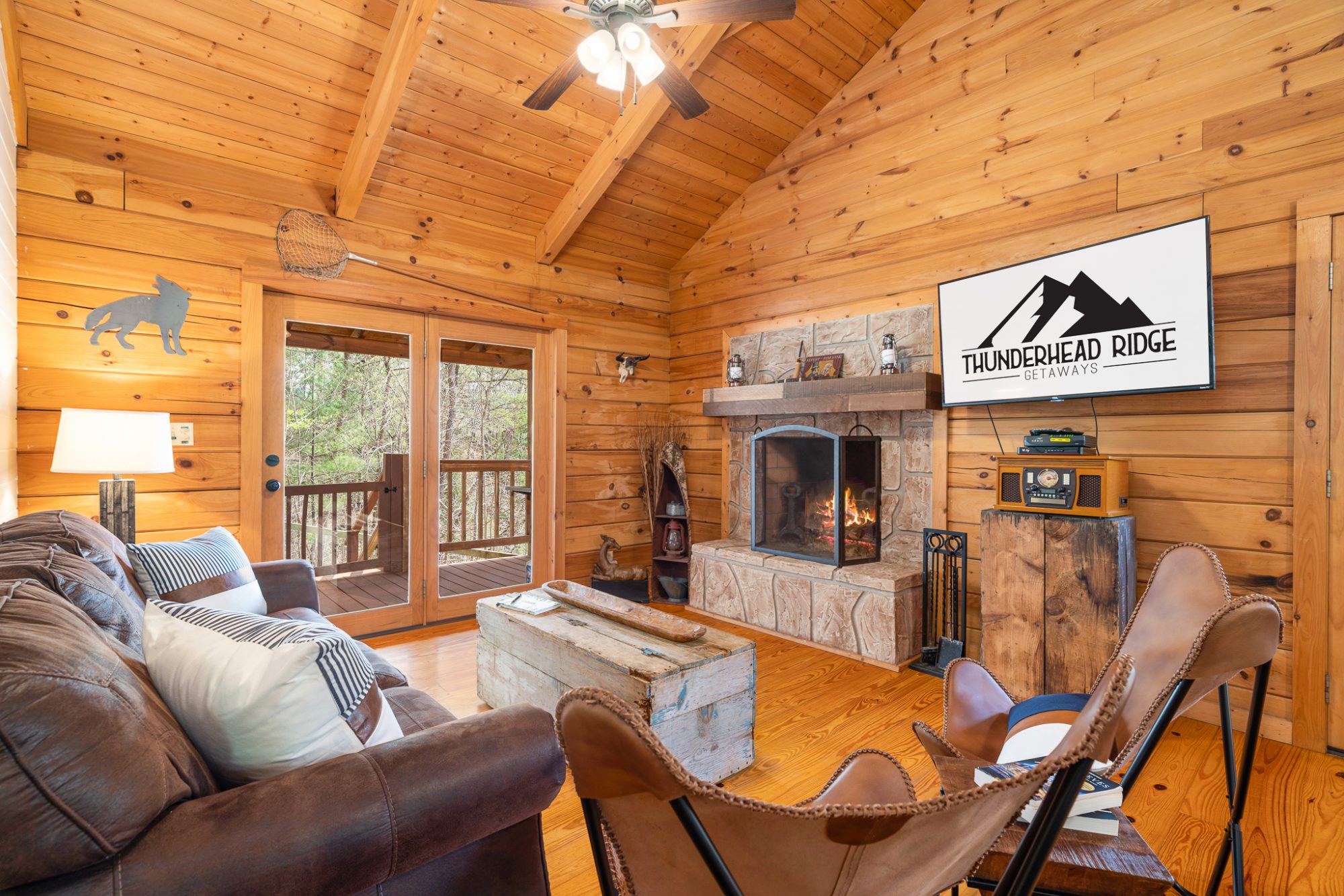 gray wolf cabin living room