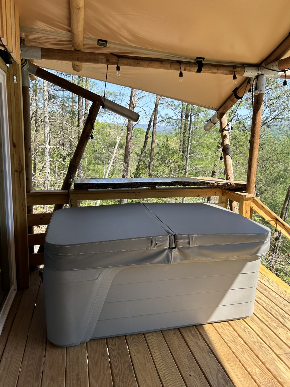 hot tub at wild hair glamping tent