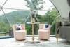 pink chairs with view of the smokies